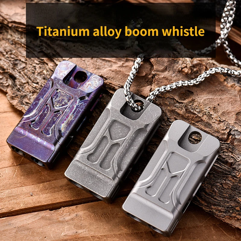 High Decibel Outdoor Treble Titanium Alloy Whistle High Frequency Explosive Two-tube Frosted Metal Whistle Field Emergency Help