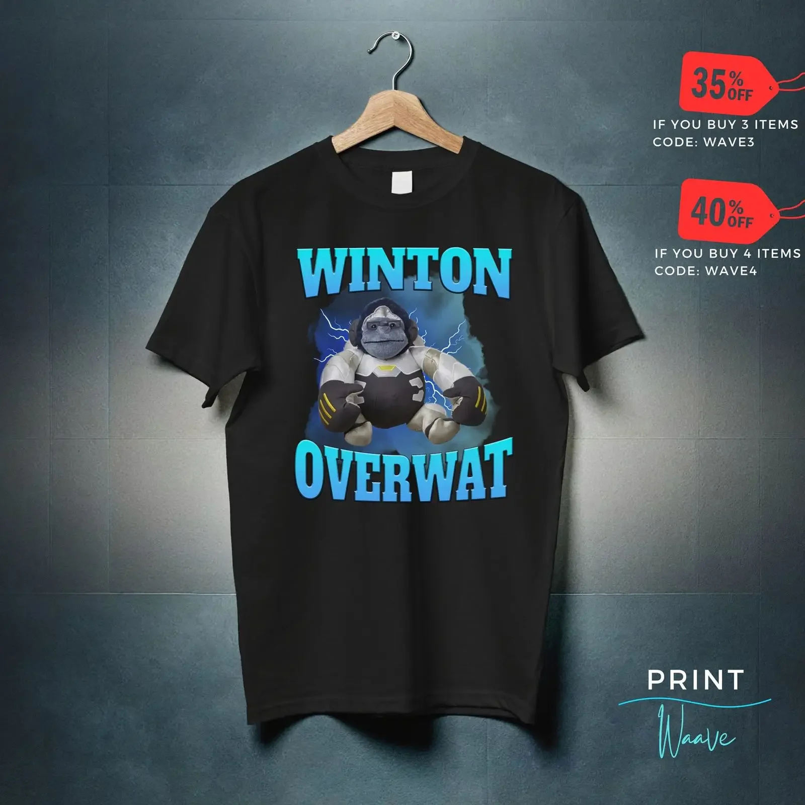 Футболка Winton Overwat Meme Funny Gaming, винтажная, с эффектом потертости, дышащая, универсальная, удобная, повседневная, модная, унисекс, эластичная
