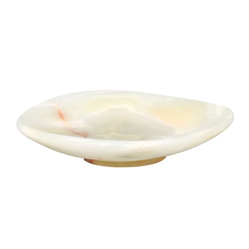 

Natural marble round dried fruit plate household living room TV cabinet coffee table desktop melon seed snack plate