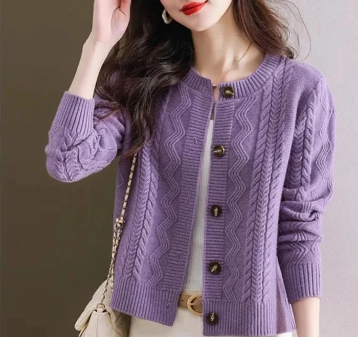

Women's Loose round Neck Knitwear Woolen Cardigan Thickened Autumn Winter