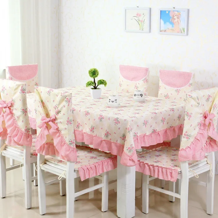 New Floral Tablecloth Pastoral Dinner Tablecloth Fresh Style Table Cover Decoration Rectangular Cotton Line Table Cloth