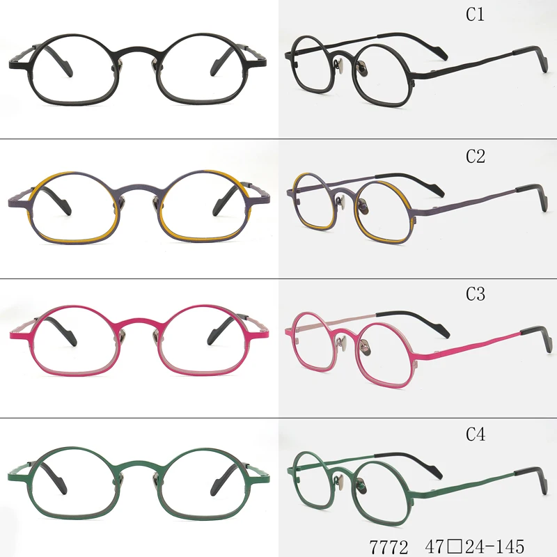 Vintage Round Titanium Eyeglasses Frames Women Pink Optical Glasses Frames Men Prescription Green Spectacles Nerd Eyewear