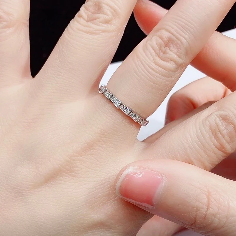 100% Diamantprüfer-geprüfter Moissanit-Ring, passendes Ehering-Diamantband für Damen, 925er Sterlingsilber, Damen-Einzelring – Detail 30