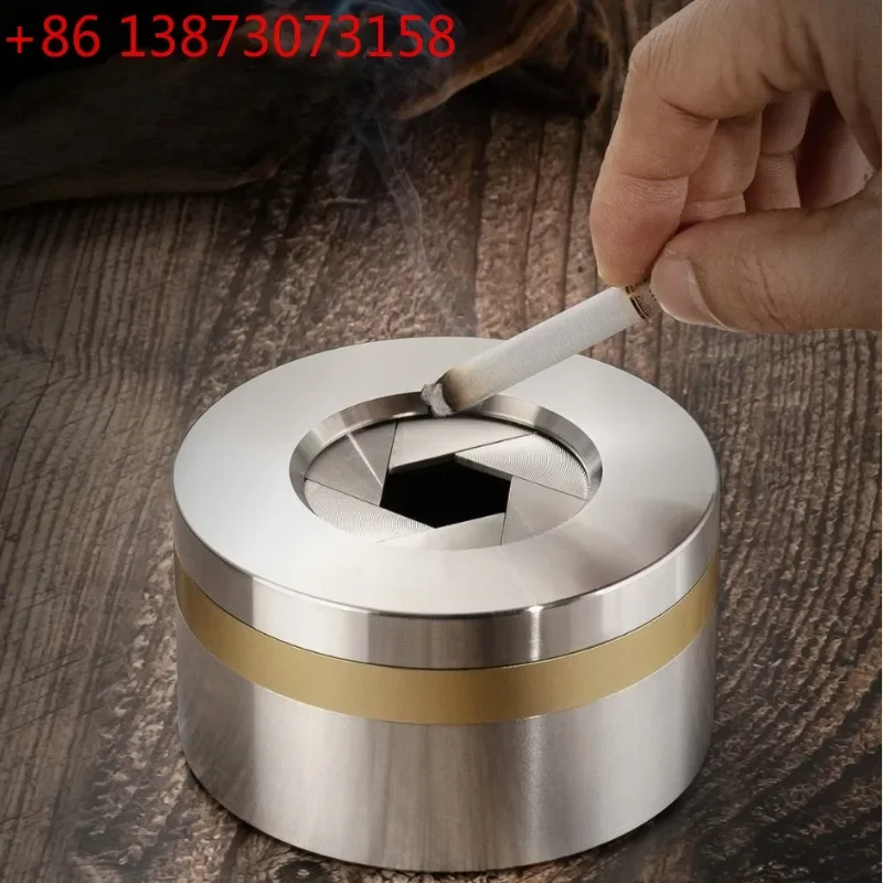 Stainless Steel Ashtrays Adjustable Rotational Closure Thickened Anti-slip Living Room Ashtrays Luxury Simple Modern Home Decor