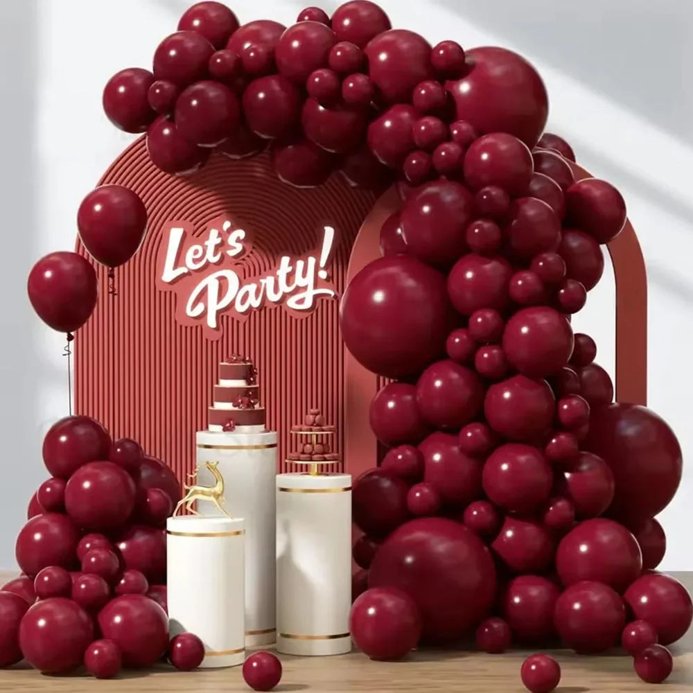 100 Stück Dunkel-Burgunderrote Latex-Ballons Set 5/10/12/18 Zoll Dunkelweinrote Ballons für Geburtstag Weihnachten Hochzeit Party Dekoration