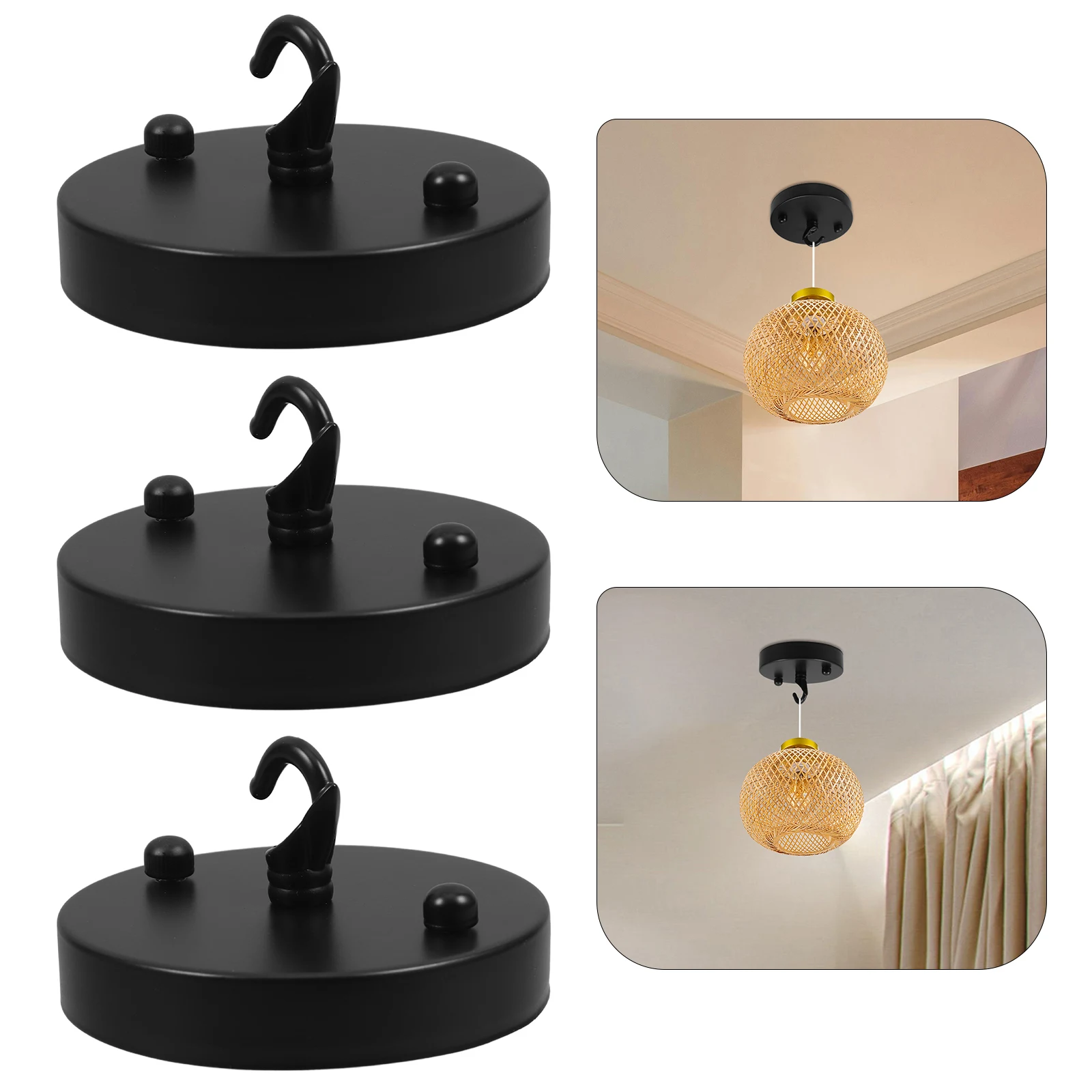 

3 Pcs Black Retro Hook Ceiling Light Plate Ch Canopy Cover Ch Ceiling Cover Plate Mounting Bracket Pendant Fixture