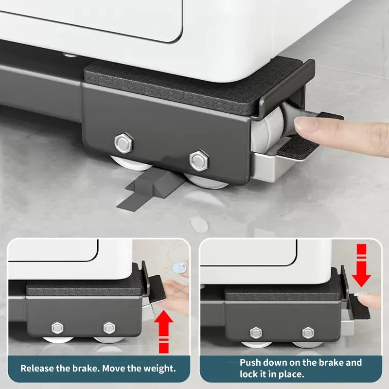 Imagem -06 - Universal Washing Machine Stand Extensível Móveis Eletrodomésticos Rolos Bracket Wheel Metal Movable Bracket para Frigorífico