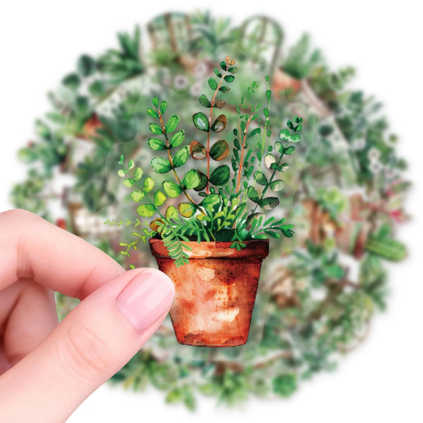 50Pcs Transparent Plant PET Stickers Waterproof DIY Scrapbook Diary Skateboard