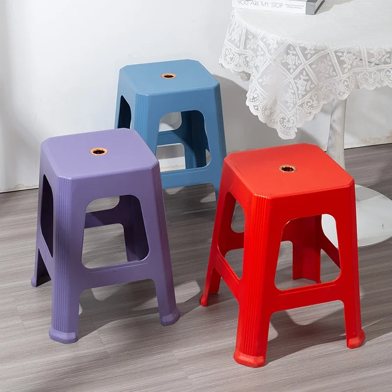 4 Pcs White Kitchen Stool Storage Furniture Restaurant Chair Iron Small Banquet Tabouret Design Plastic Silla Benches High Table