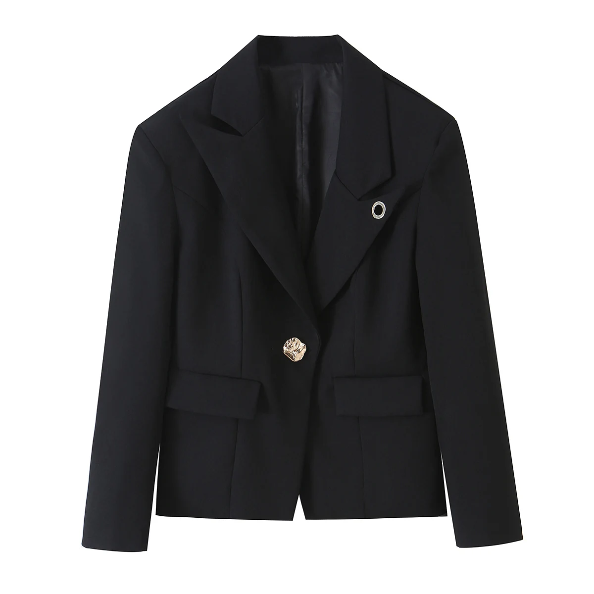 Women Black Blazer Spring Autumn Gothic Irregular Cropped Female Short Jackets Lady Vintage Long Sleeve Single Buckle Suit Coat