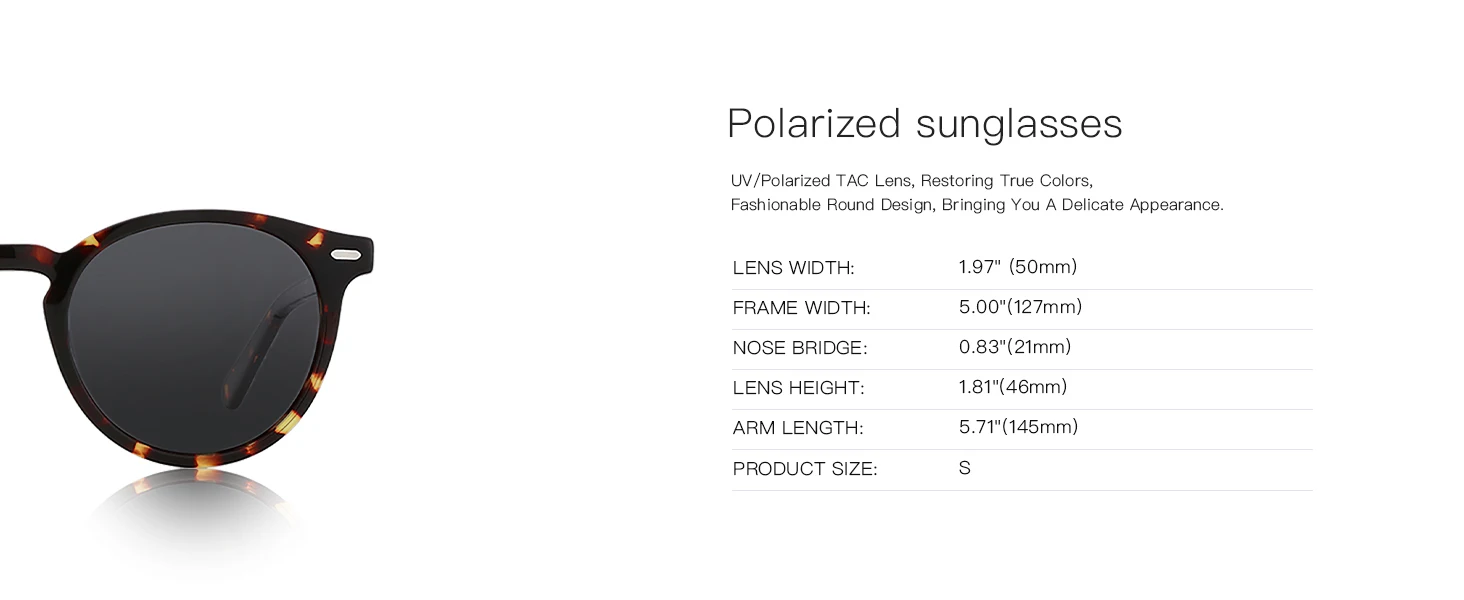 ZENOTTIC 2026 Modische Runde Polarisierte Sonnenbrille für Damen UV400-Schutz Hochwertige Acetat Retro-Sonnenbrille ZS6215 – Detail 8