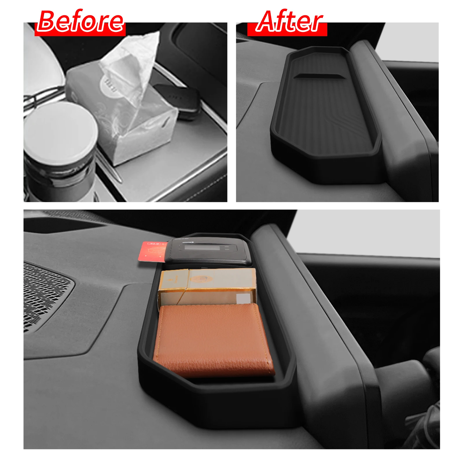 for Kia EV9 2024-2025 Car Dashboard Tray Silicone Center Console Hidden Storage Box Behind Screen Tidying Interior Accessories