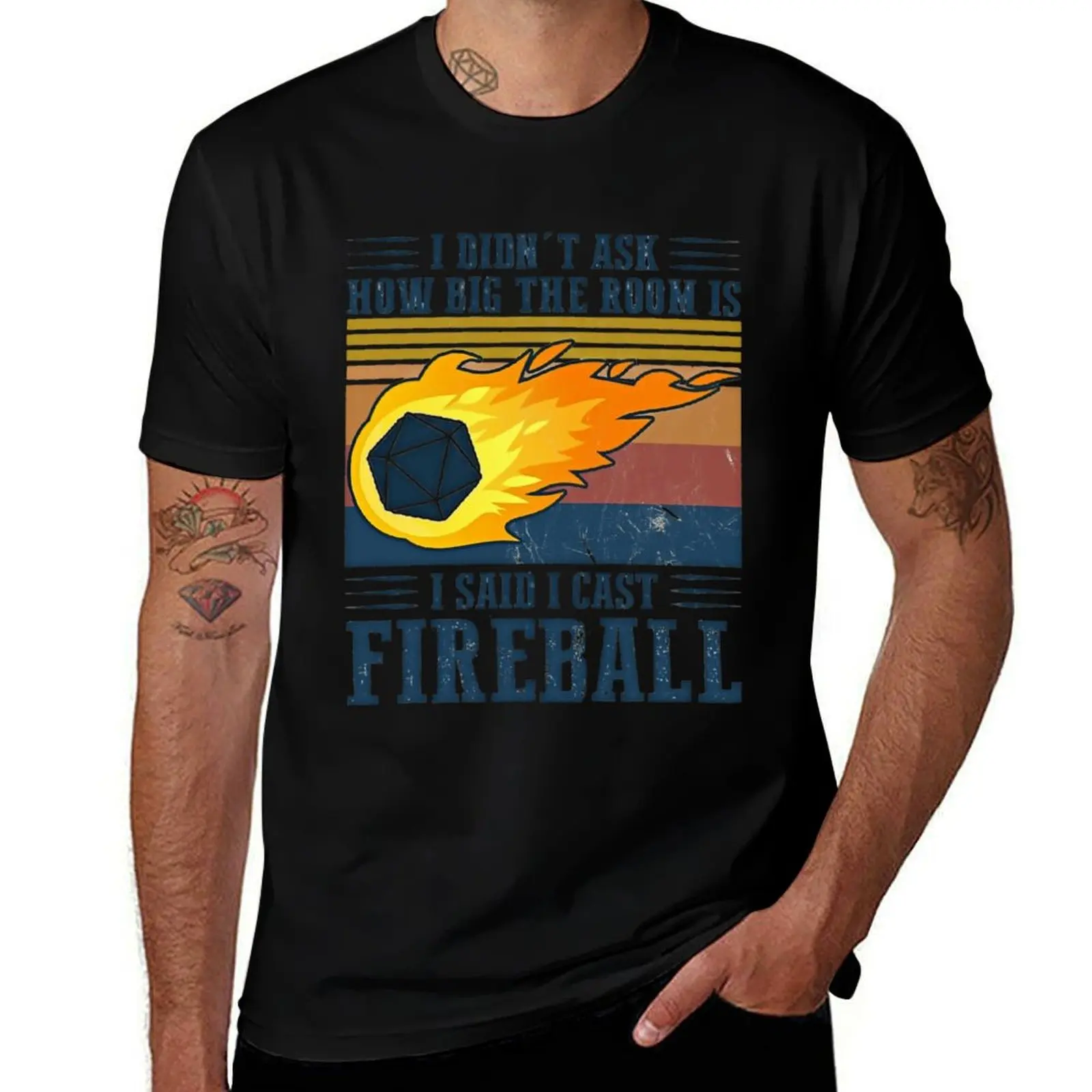 I Didn't Ask How Big The Room Is I Said I Cast Fireball Vintage Retro T-Shirt Worker Basic Short Sleeve Tee T-Shirt