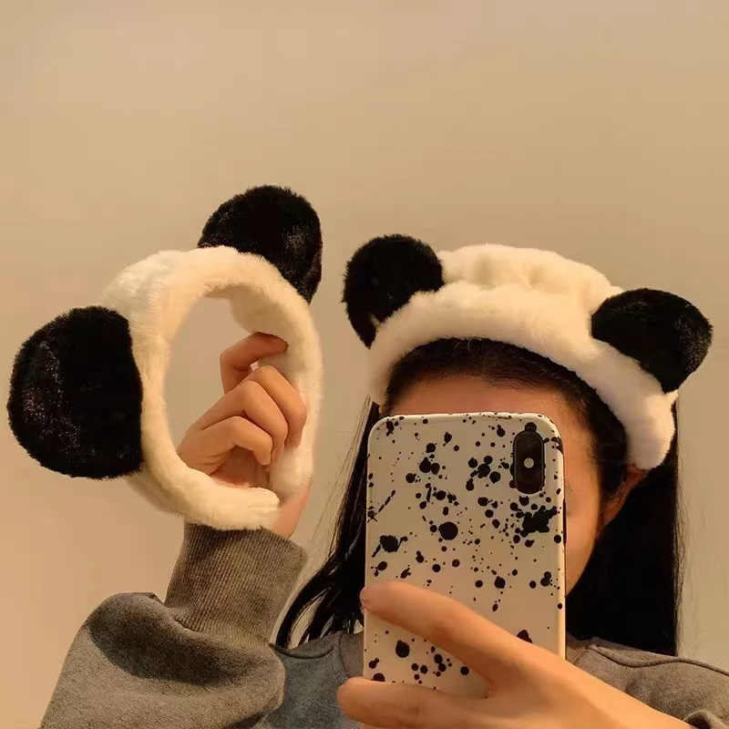 1pc Cartoon Cute Little Bear Ears Plush Hair Strap Female Fury Wide Edge Hairband Headband Bundle Hair Strap Autumn Winter