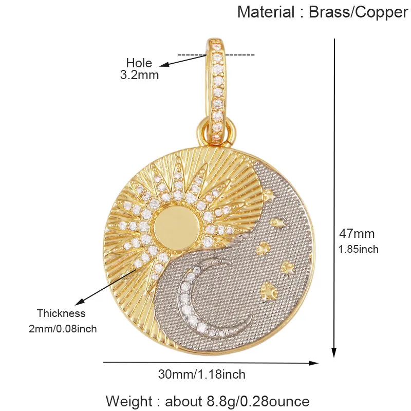 Sparkle Celestial Sun Moon Star Lightning Shell Pendants,Zircon Charms for DIY Jewelry Making Necklace Bracelet Accessories J02 view 4
