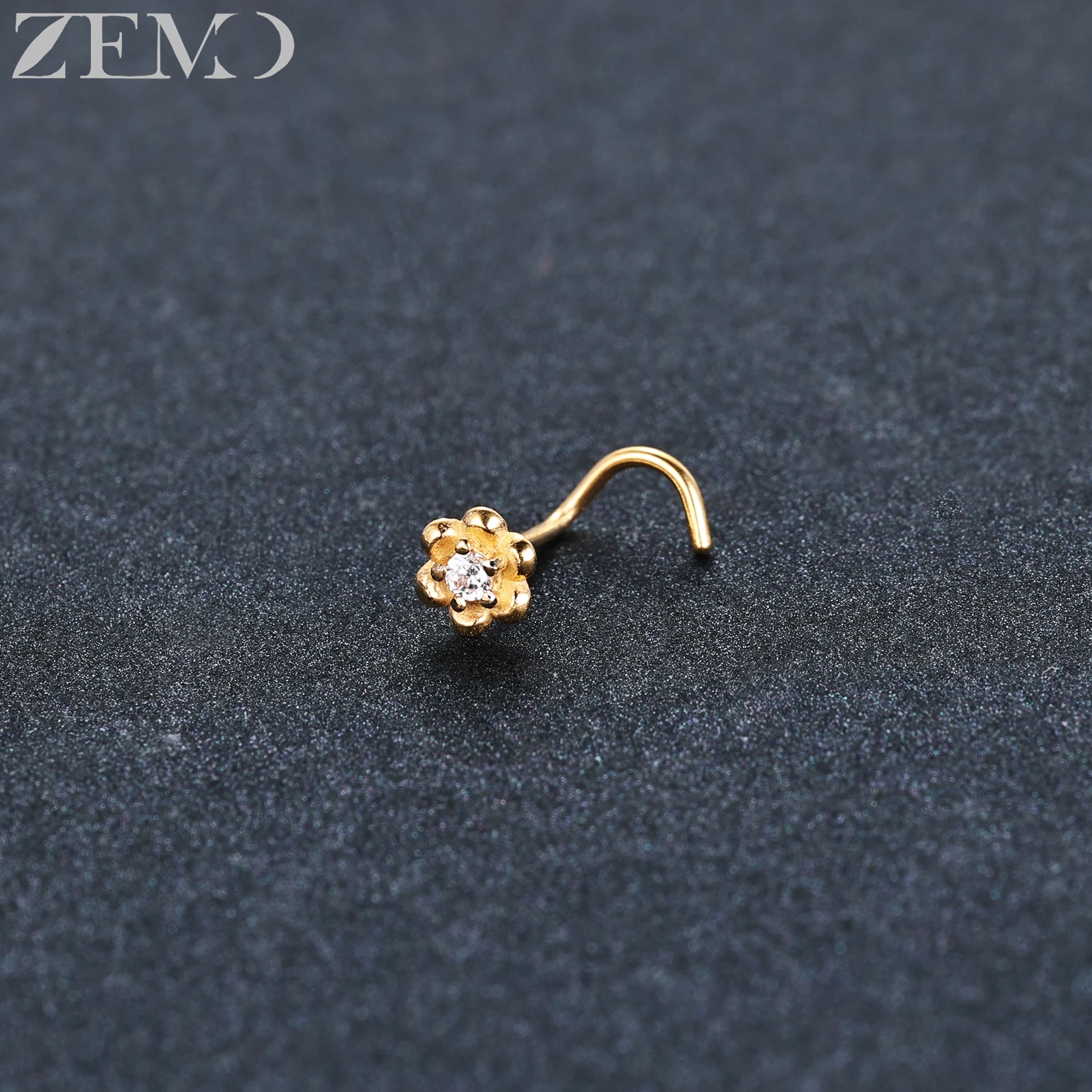 ZEMO 1 PC 18/20G I/L/S Shape Stainless Steel Nose Studs Women Men CZ Crystal Nose Rings Birds Wild Goose Nostril Body Piercings
