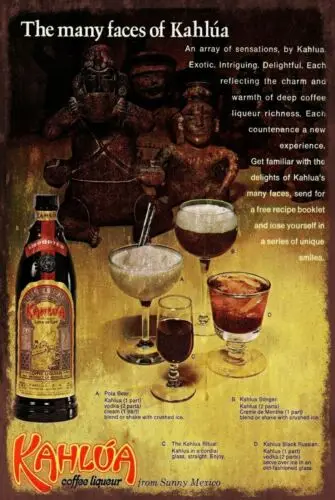 Letrero Metálico de Estilo Retro con Diseño Vintage de la Licorera Kahlua, Regalo en Caja de Cartón, Letrero para Pub