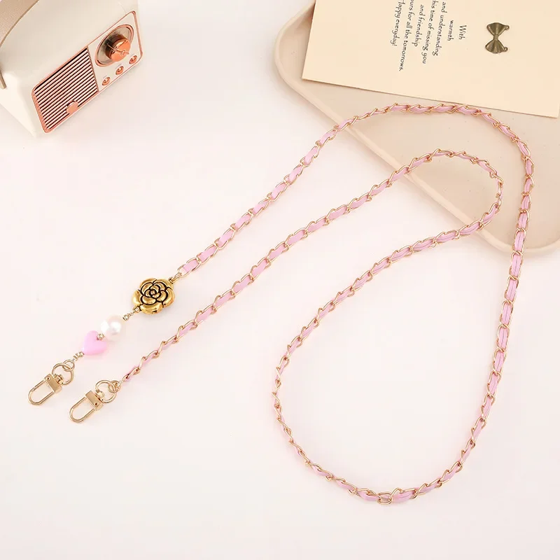 Fashion Women's Leather Crossbody Chain Luggage DIY Accessories Outdoor Convenient Pearl Phone Chain image 3