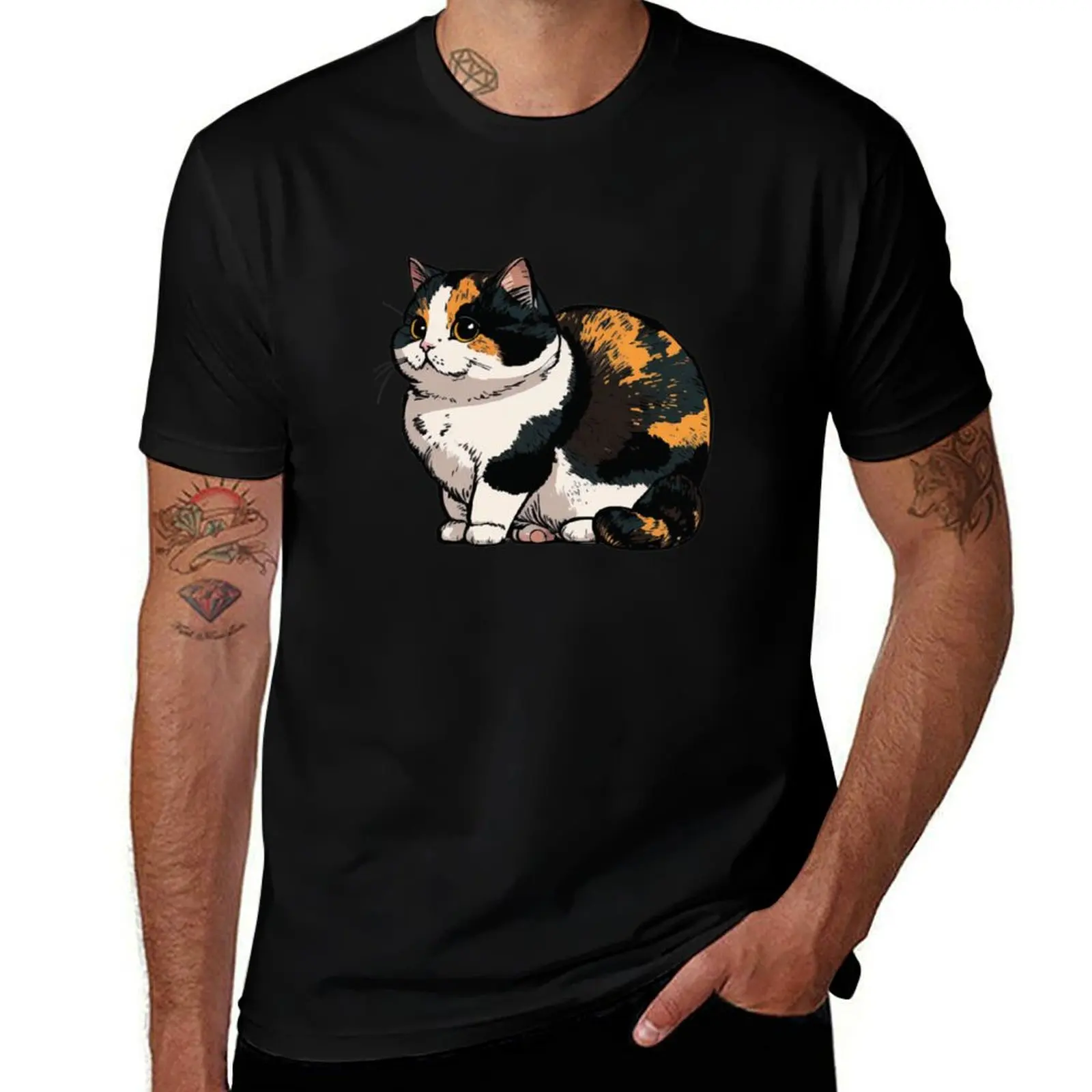 

Cute Fat Calico Cat T-Shirt Stretch Fabric Comfort T-Shirt