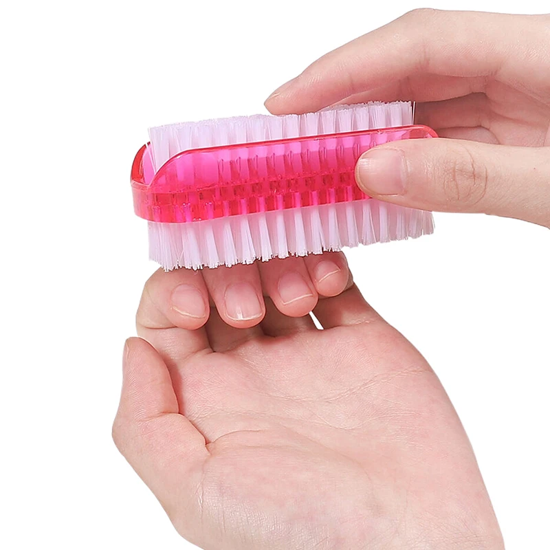 Plastic Nail Art Dust Brush Cleaning Scrubbing Brush Double Sided Hand Nail Brush Cleaner Manicure Tool