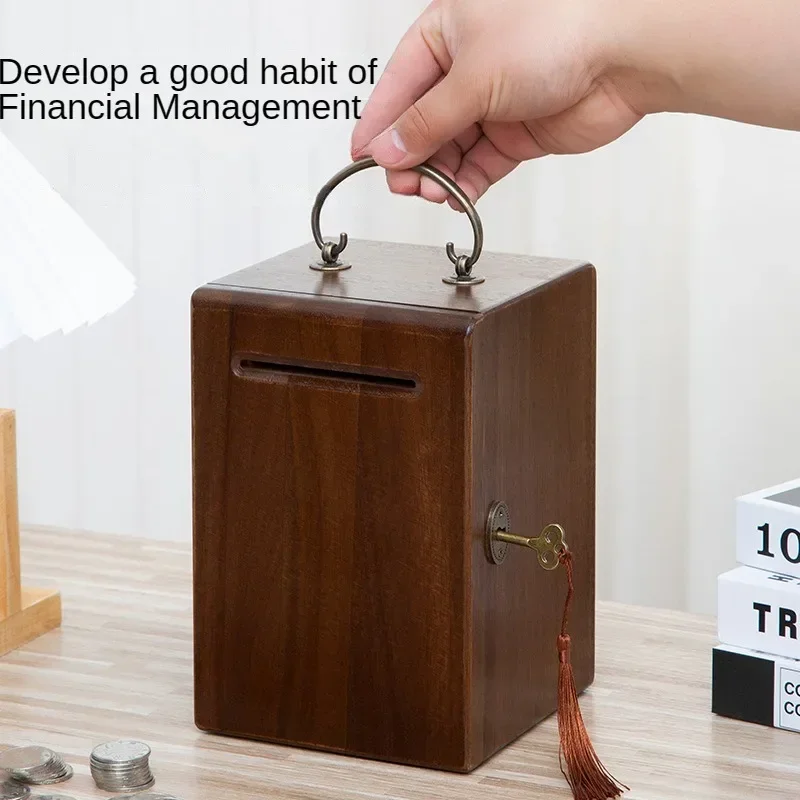 ، خزان تخزين الأموال وهدية عيد الميلاد، صندوق خيري خشبي يهودي مصنوع يدويًا - حصالة على شكل خنزير من الخشب الصلب قابلة للقفل للعملات المعدنية #5