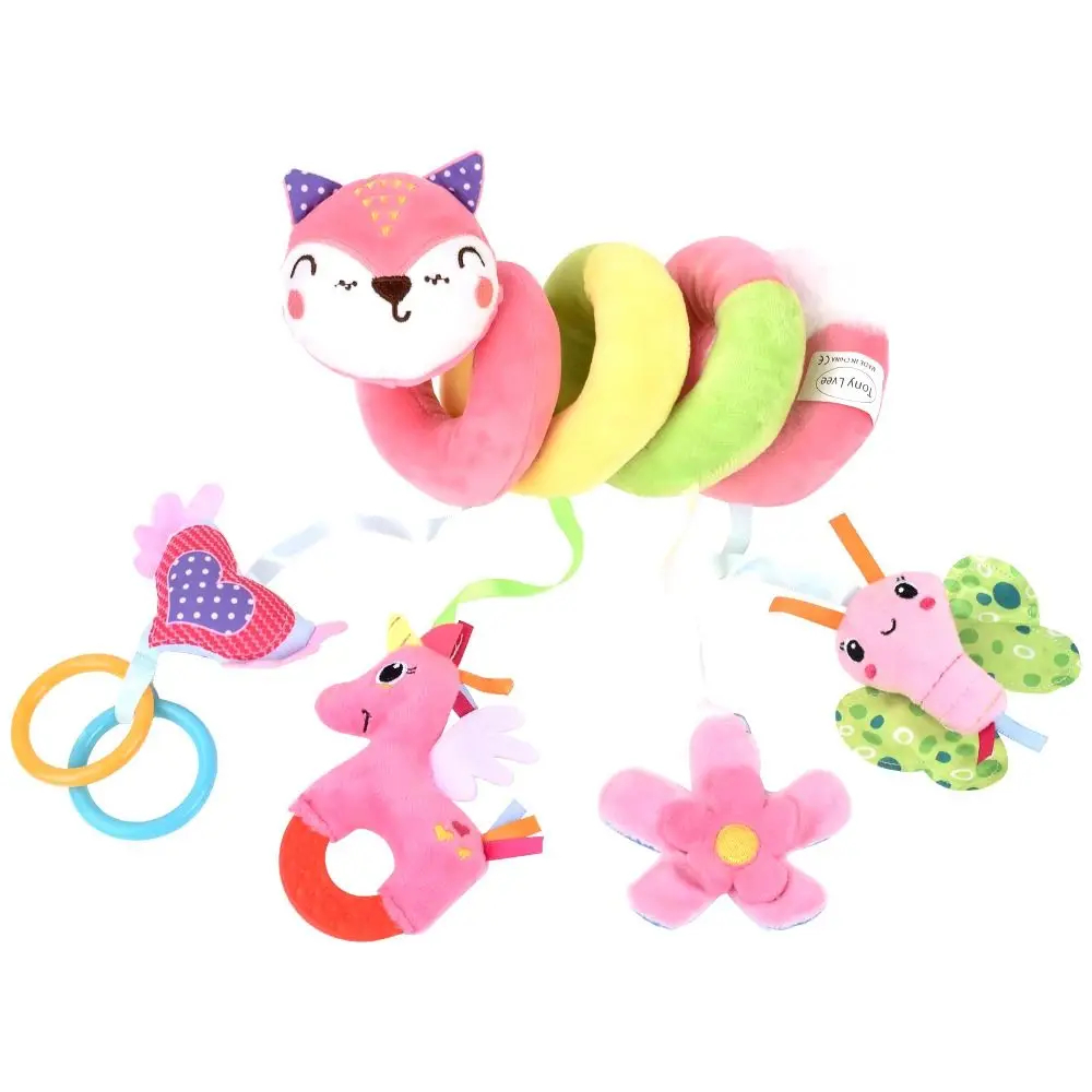 Plush Baby Spiral Plush Hanging Toys Musical Toy Soft Plush Hanging Rattle Cartoon Early Education Stroller Sensory Toy