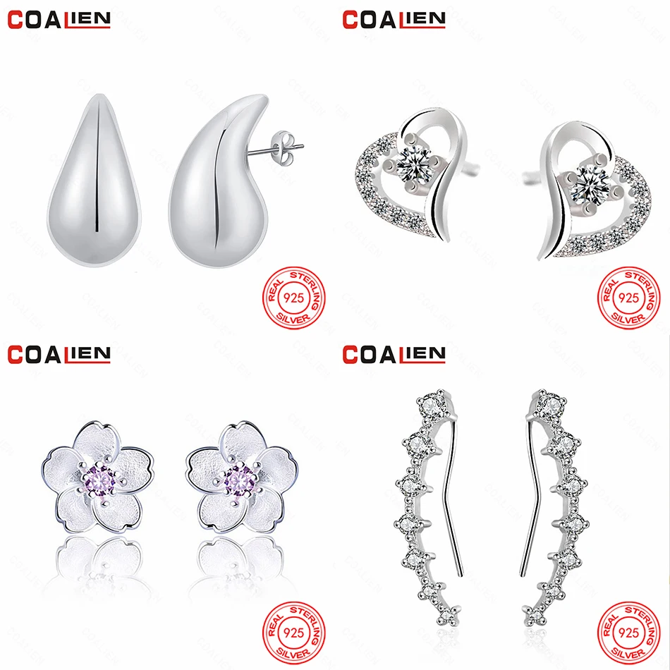

COALIEN 925 Sterling Silver Hollow Water Drop Earrings Women Charm Fashion Party Holiday Gift Jewelry