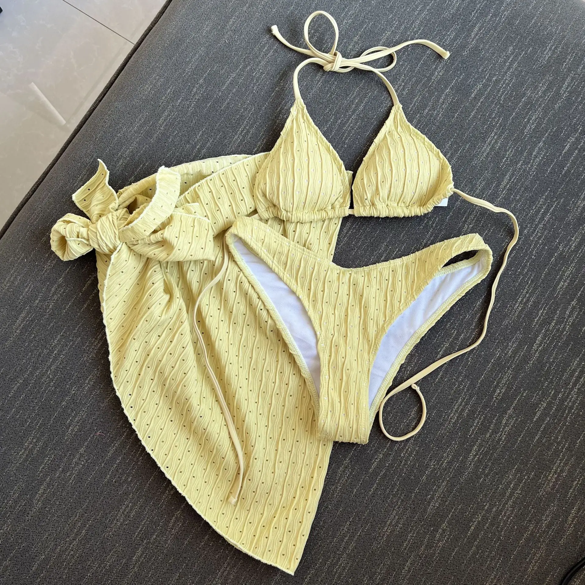 3 Stück Punkt Frauen Bikini Badeanzug Top Unterwäsche kurze Mini Ballkleid Sommer Party Strand Urlaub Rock heiße Mädchen Streetwear