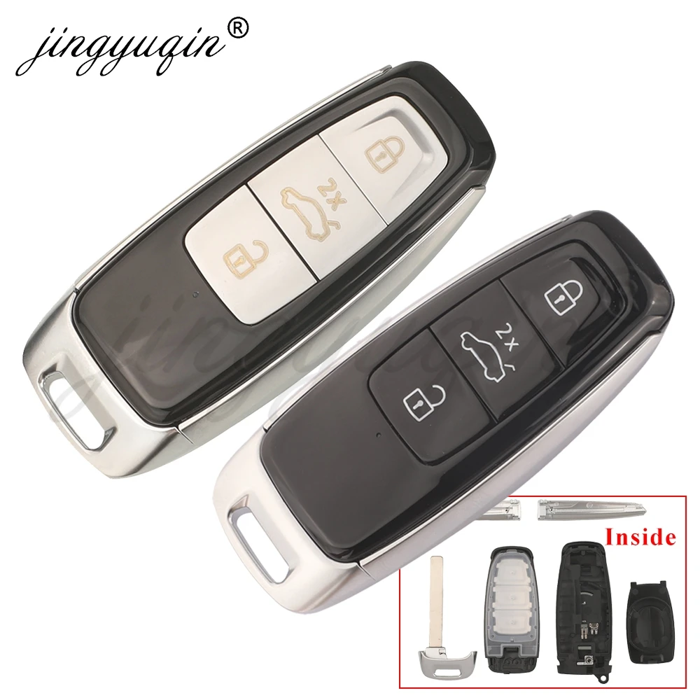 

jingyuqin For Audi MLB A6 A6L A4 C8 A7 A8 Q8 R8 RS 2018 2019 2020 2021 2022 2023 2024 3 Buttons Car Key Fob Case Shell Housing
