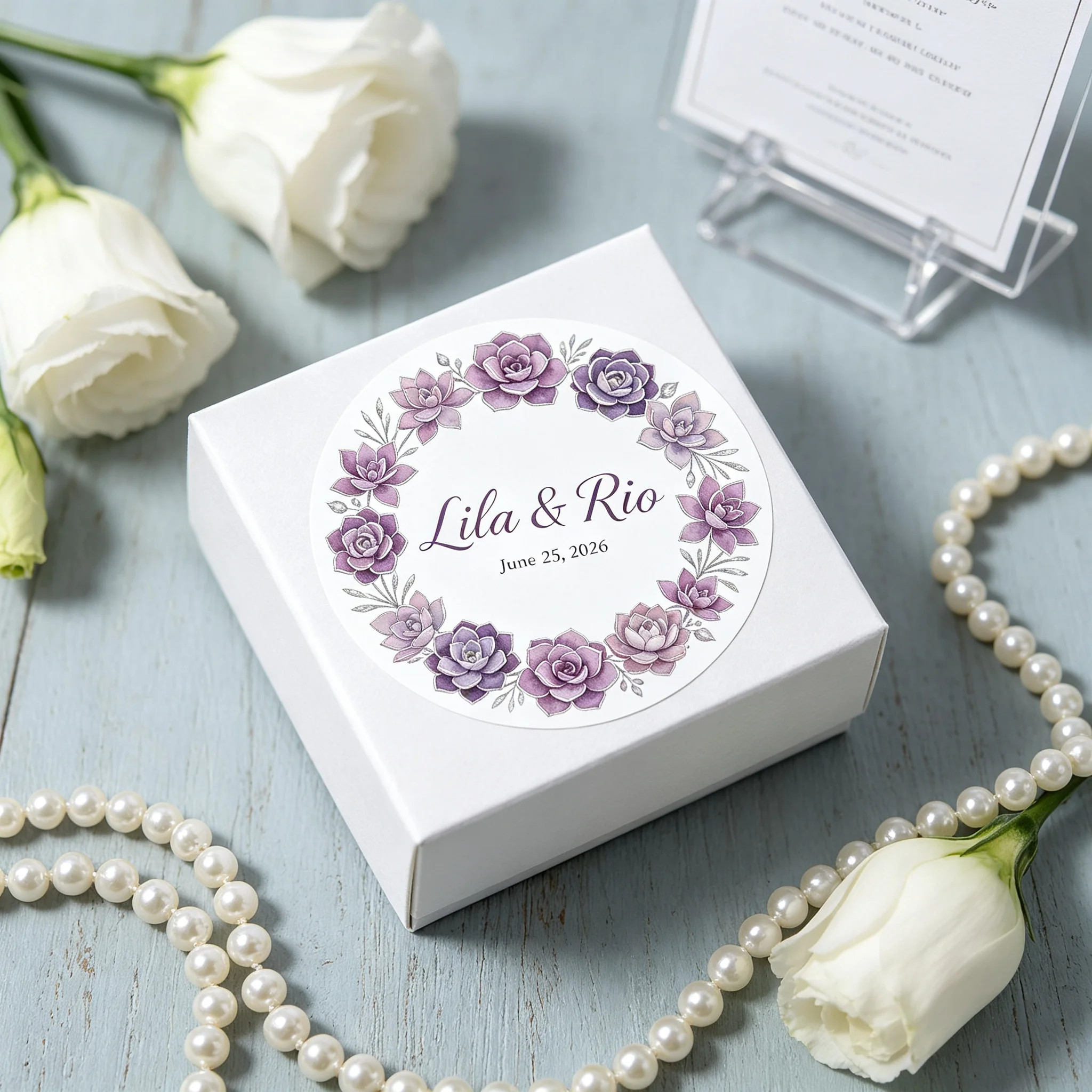 96Pcs Custom Round Circle Thank You Stickers Personalized Name Date Labels for Bridal Shower Party Favor Gifts - view 2