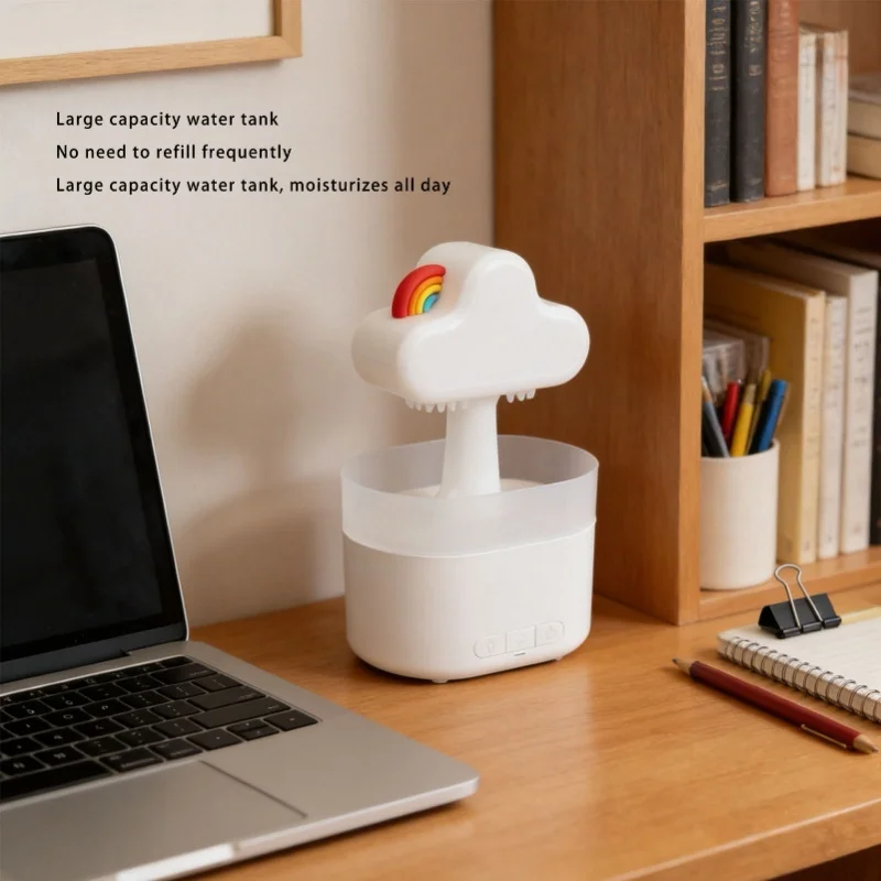 Cloud Raindrop Humidifier With Remote Control 7 Colors Mood Light Aromatherapy Essential Oil Diffuser For Bedroom Living Room