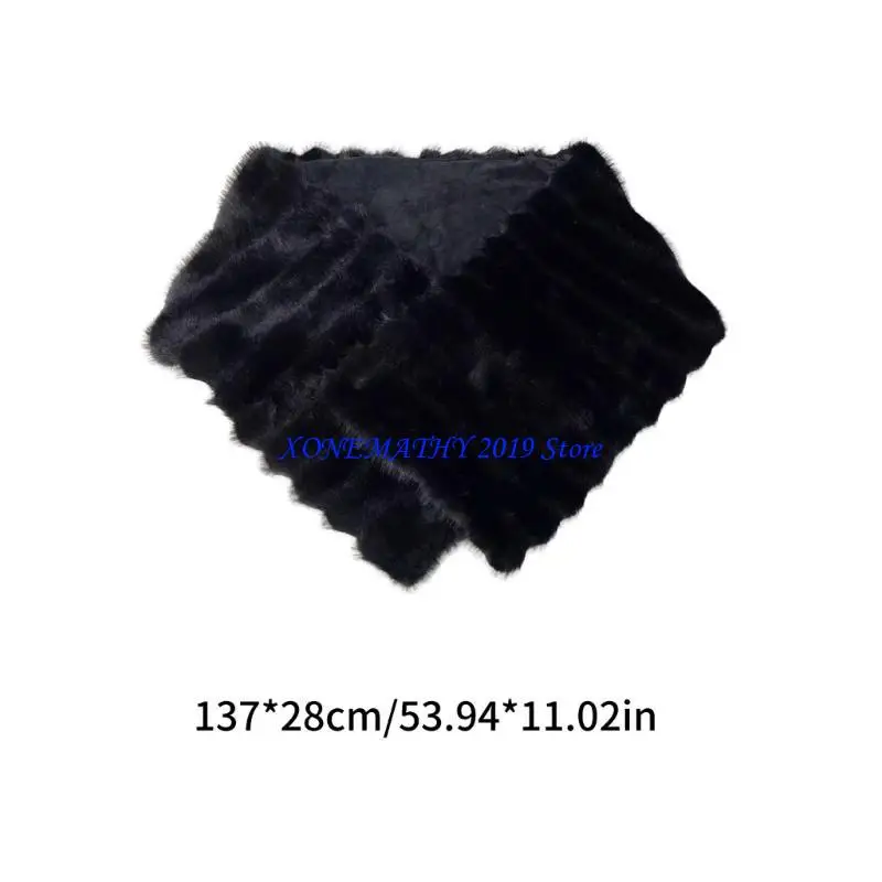 F42F شال فرو صناعي دافئ للشتاء للنساء، لف ناعم ومريح مع تصميم خفيف الوزن، مثالي للمناسبات الخارجية والسفر #6