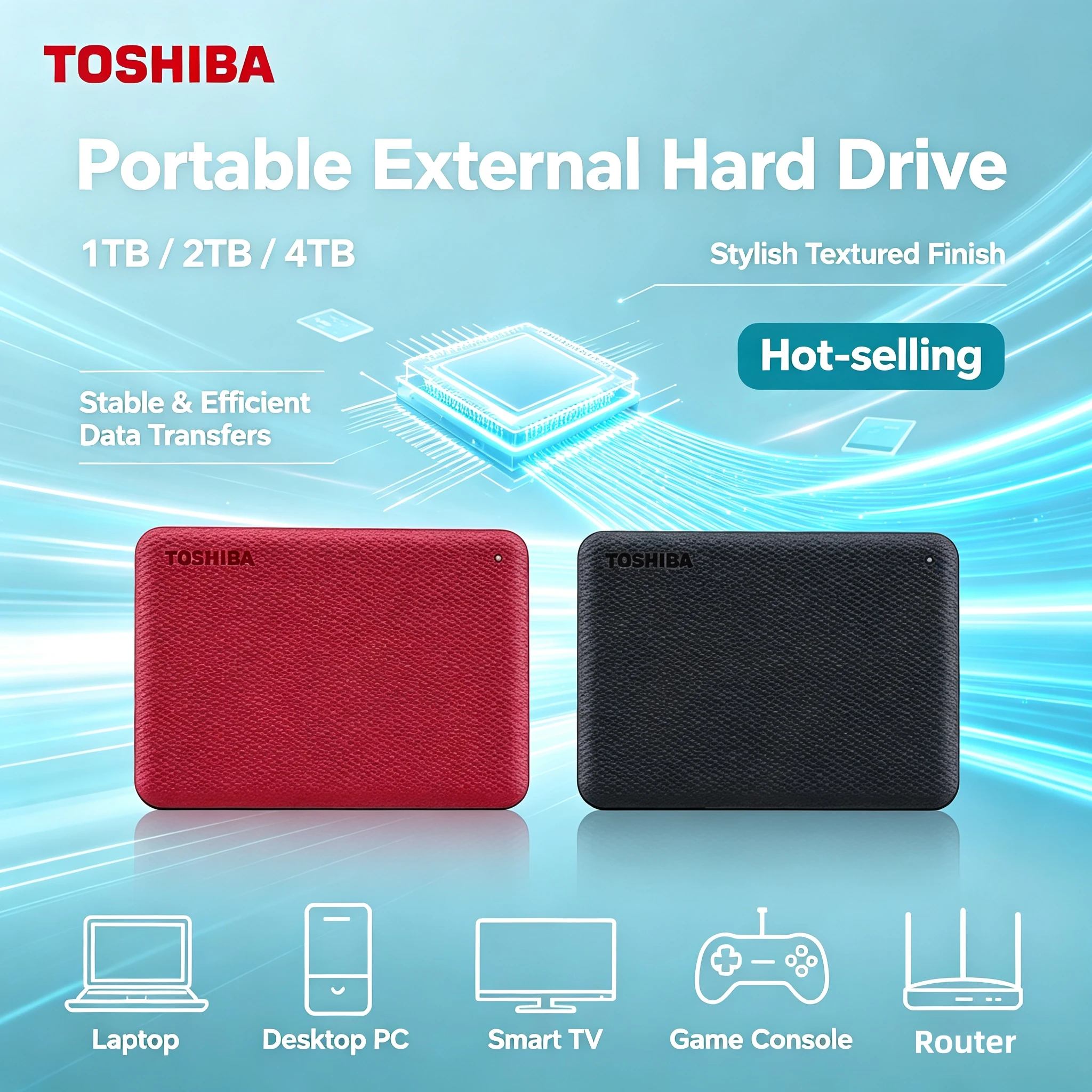NEW 4TB 2TB 1TB Toshiba Canvio V10 USB 30 25 Inch Portable External HDD Hard Drive for Computer Laptop Storage Max Use System