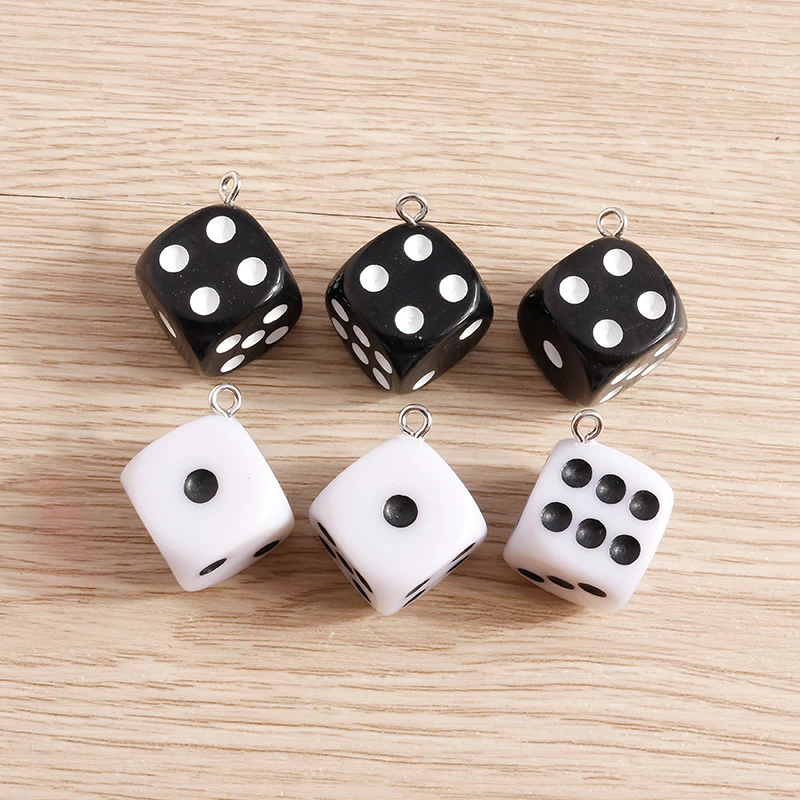 10pcs 16x16mm Cute Resin Dice Charms Pendants for Jewelry Making Drop Earrings Necklace Bracelet DIY Handmade Crafts Accessories