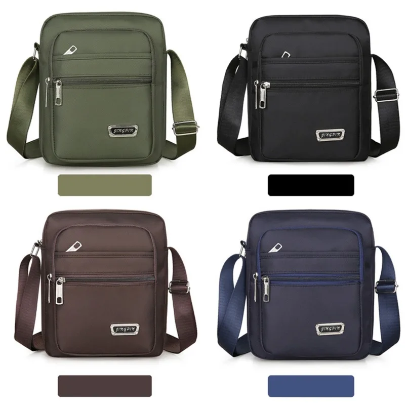 Man Nylon Adjustable Shoulder Strap Bag Casual Waterproof Zipper Pocket Handbag Fashion Travel Male Bag