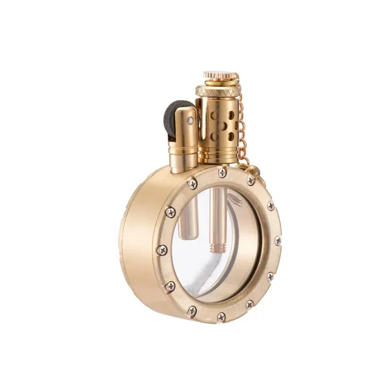 High-grade Brass Special-shaped Kerosene Lighter Heavy Duty Groove-LWY Transparent Oil Bunker Collection Manual Lighter