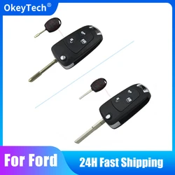 OkeyTech 3-buton zmodyfikowana obudowa klucza do Ford FO21/HU101 składane ostrze do Ford Focus Mondeo Fiesta C-MAX Fusion Transit KA