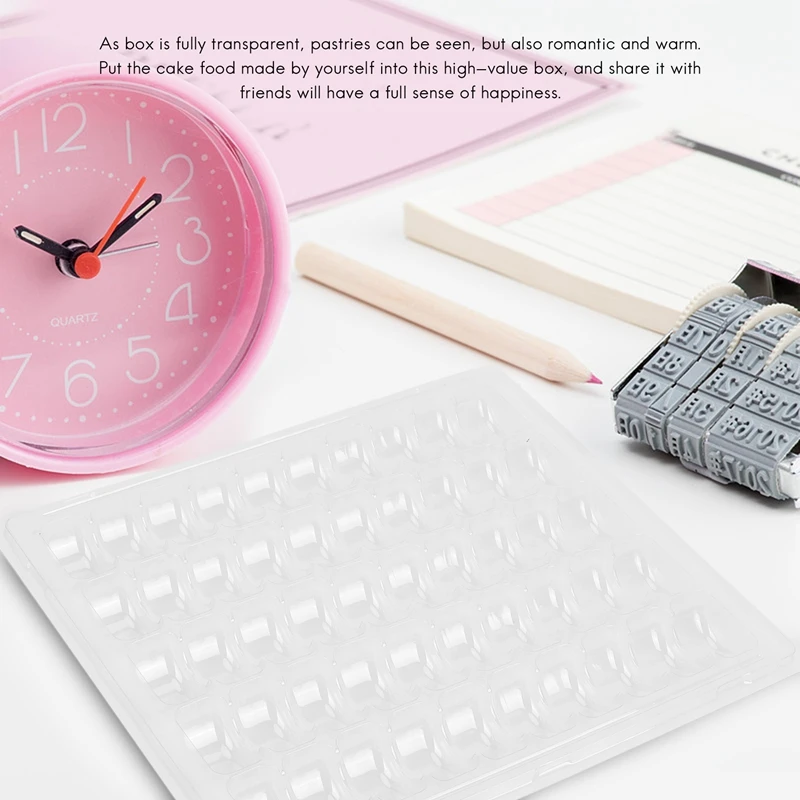 Vassoi portaoggetti per macaron francesi chiudibili in PET trasparente - Contiene 50 macaroni per set - Confezione da 4 set