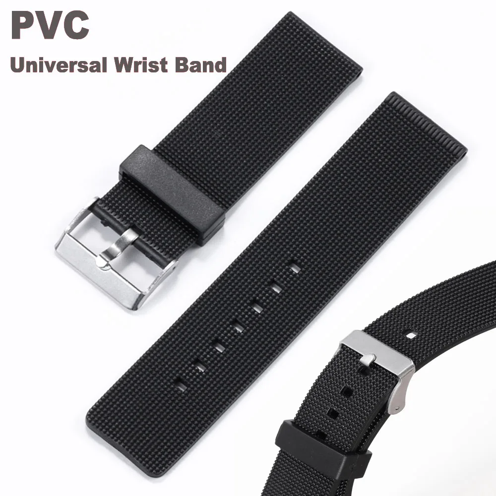 PVC 16mm 18mm 20mm 22mm 24mm 26mm for Huawei GT2 Active Watch Strap for Samsung Galaxy Watch Belt Universal for Seiko Wrist Band