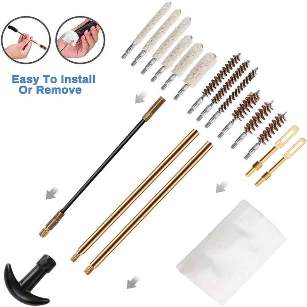 19 Pcs/set Tactical Gun Cleaning Kit Universal Handgun Pistol Brush Tool for 22/38/ 9mm/40mm/45mm Caliber Hunting Accessories