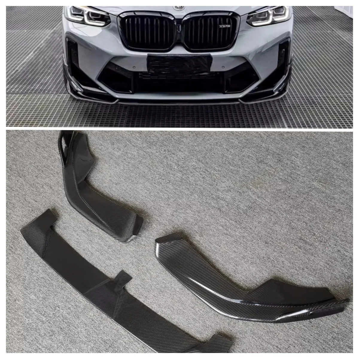 

Подходит для модернизации BMW X4M, высококачественный комплект переднего диффузора из углеродного волокна.