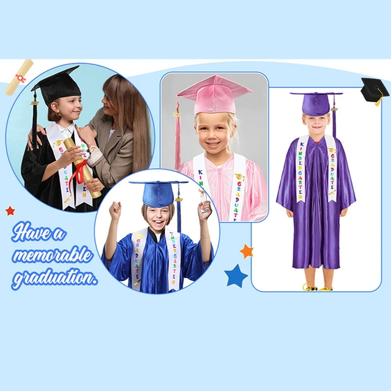 Cintura con scialle per laurea per bambini con parole stampate per l'asilo, adatta per i laureati dell'asilo, oggetti di scena per la fotografia Unisex