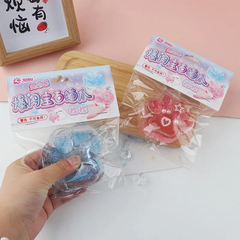 Creative Cat Paw Decompression Toys Gemstone Cat Paw Pinch Soft Vent Ball Squeeze Slow Rebound Stress Relief Artifacts Toy Gifts