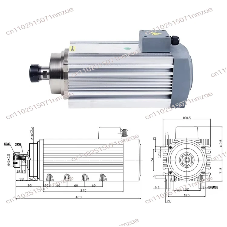 220V/380V ER32 High Speed CNC Spindle Motor for Lathe Milling Engraving Machine