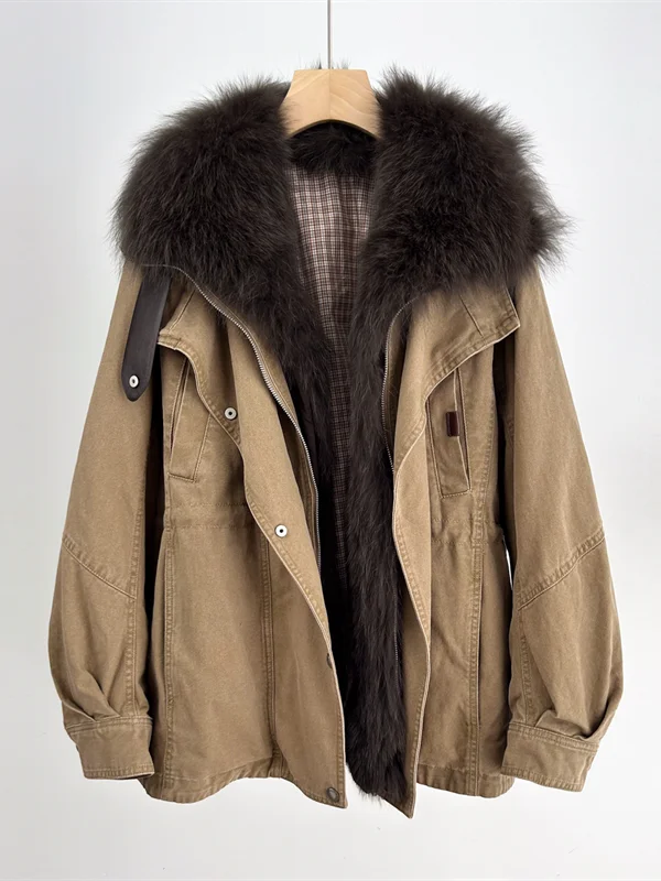 2025 Winter Warm Goose Down Parka Jackets Natural Real Fox Collar Women Female Casual Coats Outwear Puffer Jackets Clothing