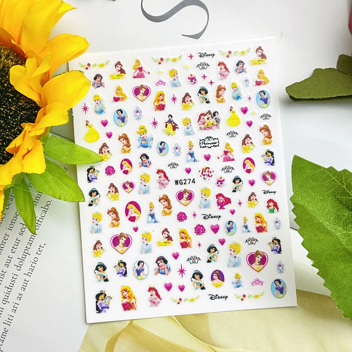 

1 sheet Nail Disney Princess Sticker Snow White Cinderella Mermaid Sleeping Beauty Fairy Tale 3D nail sticker