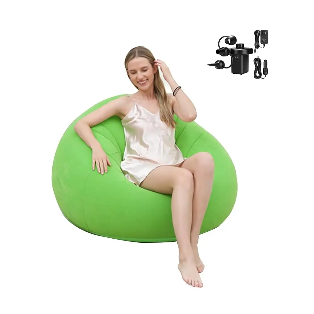 

Inflatable De Chair With Air Pump, Lounger Sofa For Indoor Living Room Bedroom, Chaise Lounges (Green)