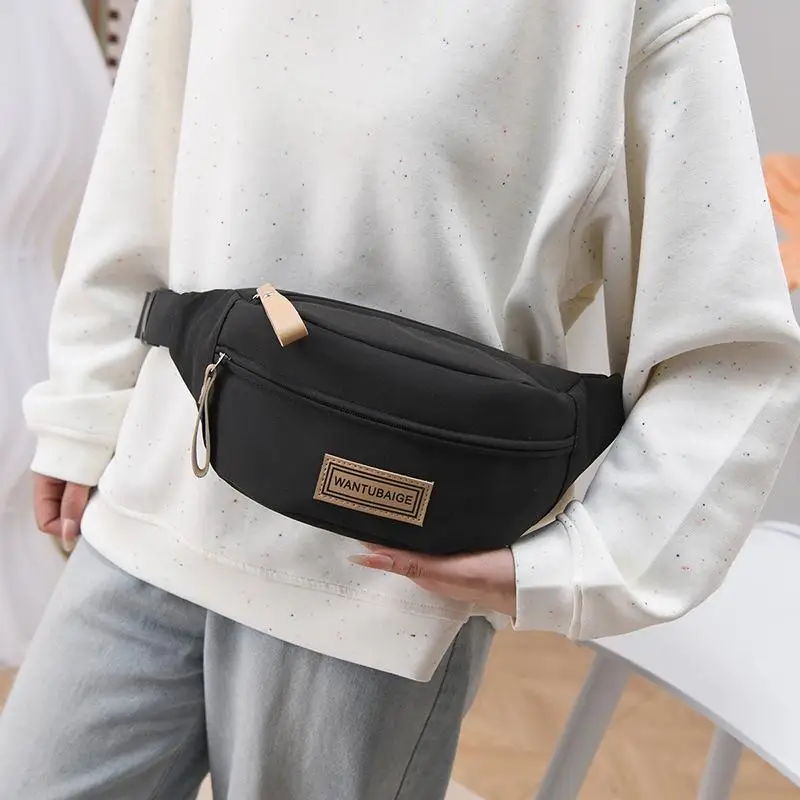 

1 Piece Nylon Woman Fanny Pack Large Capacity Crossbody Chest Bags Unisex Hip Hop Belt Bag Street Style Waist Bag