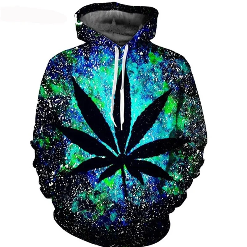 Fashion Weeds Leaf  Pattern Hoodies Fashion Streetwear Long Sleeve Hip Hop 3D Printed Sweatshirt Mens Trend Casual Pullovers