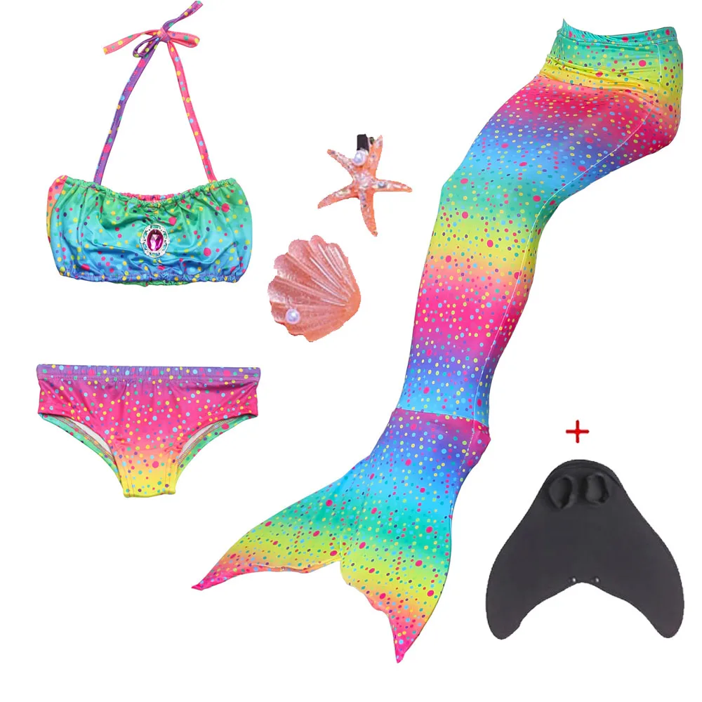 2024 Mermaid Tail for Girls Swimsuit Children Bathing Beach Swimable Bikini Mermaid Costume Can Add Monofin Swimwear Cloth gift